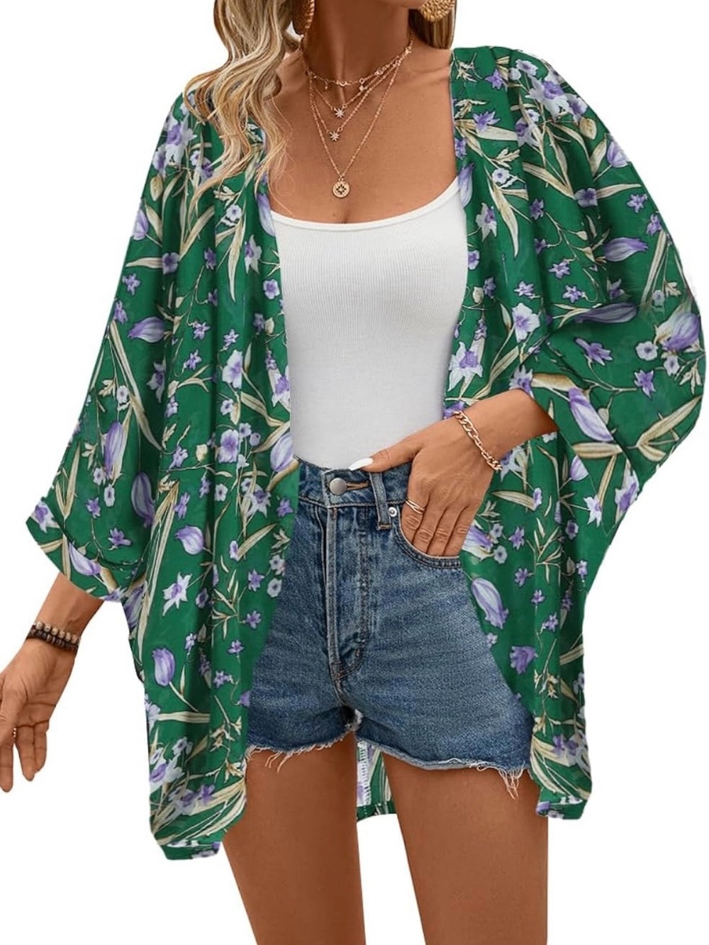 Floral Open-Front Kimono Cover up Nwt